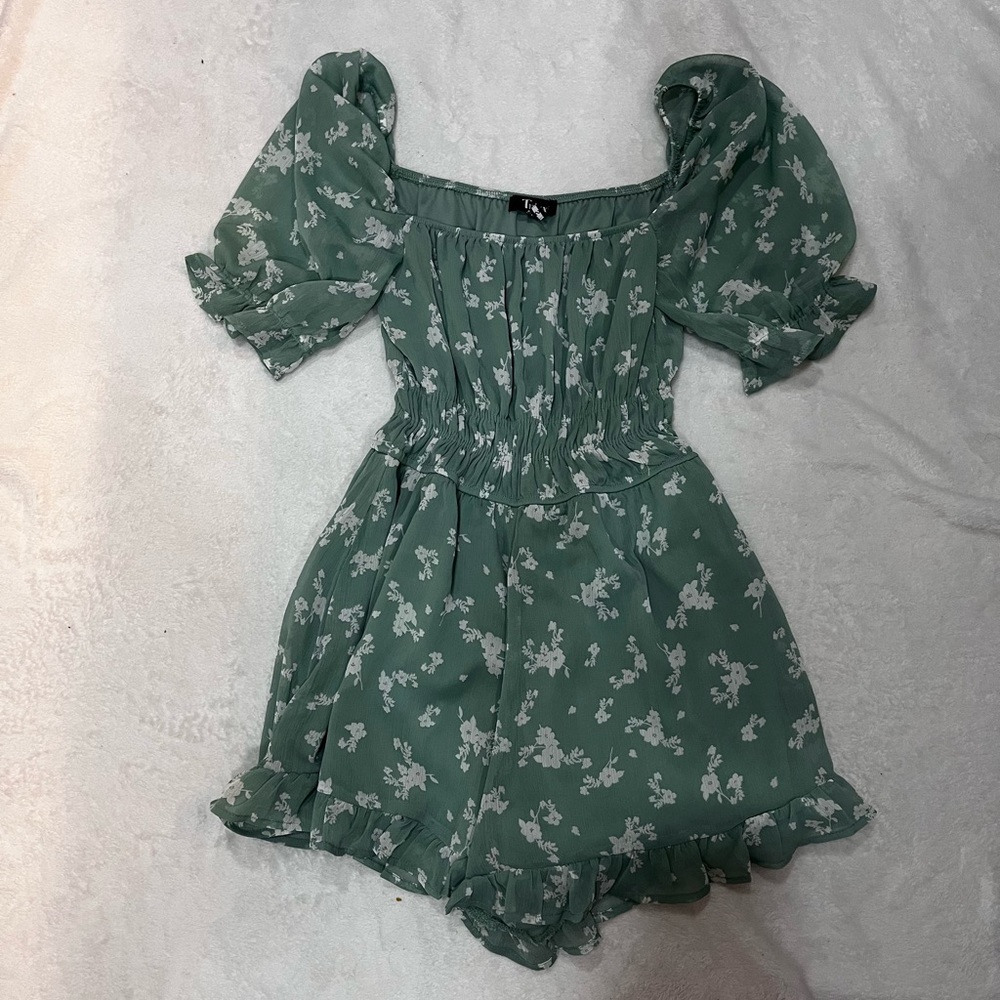 green/teal romper originally bought at Francesca’s